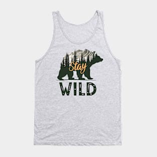 Stay Wild Bear Silhouette Design Tank Top